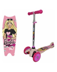 Самокат Barbie детский 3 колесный 120мм 80мм розовый мультиколор т11410н 1toy
