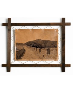 Картина Великая китайская стена гравировка на натуральной коже Boomgift