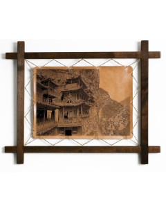 Картина Висячий монастырь Сюанькун сы гравировка на натуральной коже Boomgift