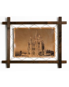 Картина Храм Святого Сердца в Барселоне гравировка на натуральной коже Boomgift