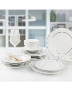 Набор Столовой Посуды Elegant из фарфора 24 пр Gisella Белый Arya