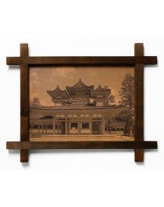 Картина Храм Хэйан Дзингу Япония гравировка на натуральной коже Boomgift