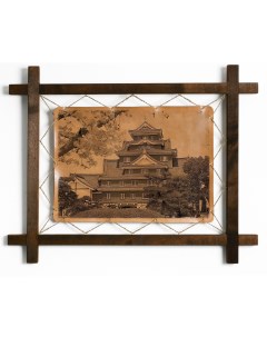 Картина Императорский дворец в Токио гравировка на натуральной коже Boomgift