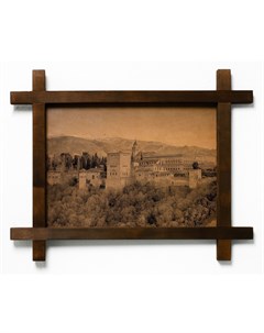 Картина Альгамбра Испания гравировка на натуральной коже Boomgift