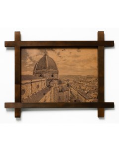 Картина Санта Мария дель Фьоре Италия гравировка на натуральной коже Boomgift