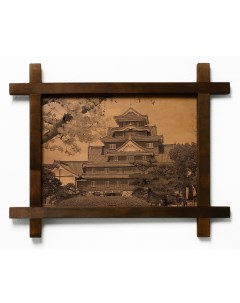 Картина Императорский дворец в Токио гравировка на натуральной коже Boomgift