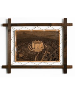 Картина Замок Кастель дель Монте Италия гравировка на натуральной коже Boomgift