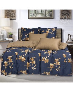 Комплект постельного белья из сатина Илана 746 двуспальный с европростыней 4 наволочки Арт-дизайн