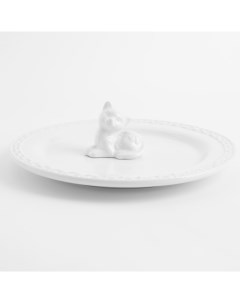 Блюдо 20 см керамика белое Кот Kitten Kuchenland