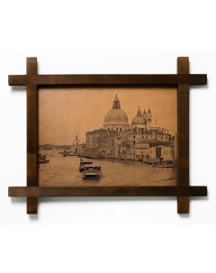Картина Санта Мария делла Салюте Италия гравировка на натуральной коже Boomgift