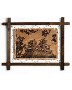 Картина Замок Кукамото гравировка на натуральной коже Boomgift