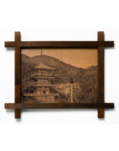 Картина Храм Сэйганто дзи Япония гравировка на натуральной коже Boomgift
