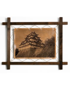 Картина Замок Нагоя гравировка на натуральной коже Boomgift