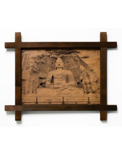 Картина Пещерные гроты Юньган гравировка на натуральной коже Boomgift