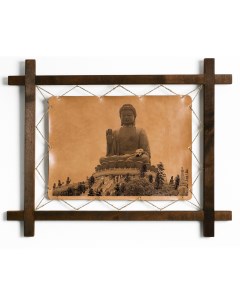 Картина Большой Будда гравировка на натуральной коже Boomgift