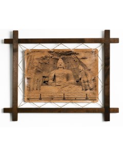 Картина Пещерные гроты Юньган гравировка на натуральной коже Boomgift