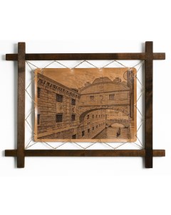 Картина Мост вздохов Италия гравировка на натуральной коже Boomgift