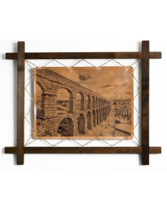 Картина Акведук в Сеговии Испания гравировка на натуральной коже Boomgift