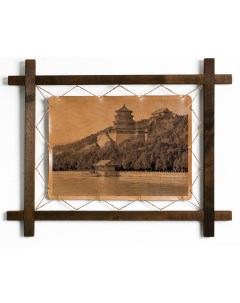 Картина Летний императорский дворец гравировка на натуральной коже Boomgift