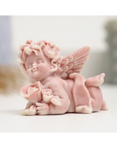 Фигура Ангел с розами лежащий 9892121 4 5см Сувениры из мраморной крошки