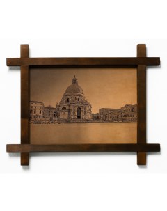 Картина Санта Мария делла Салюте Италия гравировка на натуральной коже Boomgift
