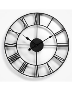 Часы настенные серия Лофт плавный ход d 45 см черные Troyka