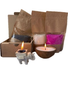 Насыпная свеча подсвечник скорлупа кокоса набор воска Candle-magic