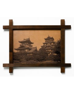 Картина Адзути Момояма Япония гравировка на натуральной коже Boomgift