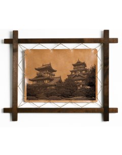 Картина Адзути Момояма Япония гравировка на натуральной коже Boomgift