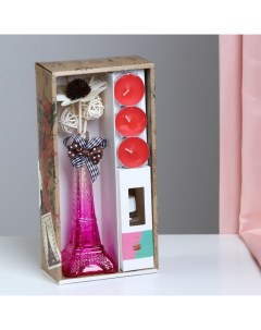 Набор подарочный Париж ваза свечи аромамасло клубника декор 8 марта Богатство аромата