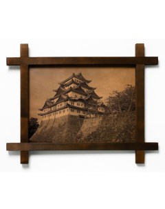 Картина Замок Нагоя гравировка на натуральной коже Boomgift