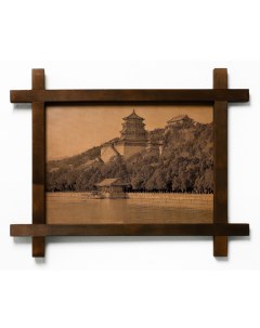 Картина Летний императорский дворец гравировка на натуральной коже Boomgift