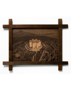Картина Замок Кастель дель Монте Италия гравировка на натуральной коже Boomgift