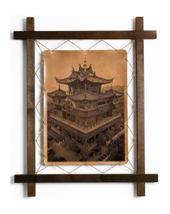 Картина Архитектура Японии гравировка на натуральной коже Boomgift
