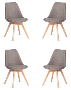 Комплект стульев 4 шт TULIP SOFT дерево пластик ткань серый Tetchair