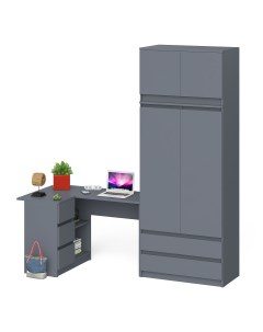 Угловой стол Мори МС16 со шкафом комодом и антресолью графит 214 8х85х234 2 см Свк
