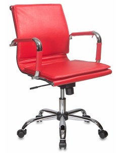 Кресло Ch 993 Low red красный иск кожа низкая спинка крестовина хром Бюрократ