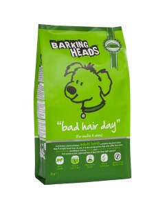 Сухой корм для собак Adult Bad Hair Day for Health Shine ягненок и рис 2кг Barking heads