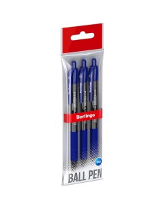 Ручка шариковая автоматическая Classic Pro 3шт синяя 0 7мм Berlingo