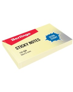 Самоклеящийся блок Ultra Sticky 50x75 мм 100 листов пастель желтый Berlingo