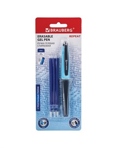 Ручка гелевая REPEAT синяя 3 стержня Brauberg
