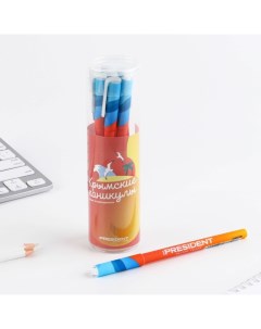 Ручка пластик с колпачком шариковая синяя паста Крымские каникулы 0 7 мм 8 шт Nobrand