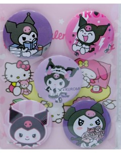 Набор значков 5 штук Аниме Hello Kitty Kuromi Nobrand