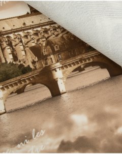 Ткань мебельная Микровелюр с принтом коричневый Париж Крокус