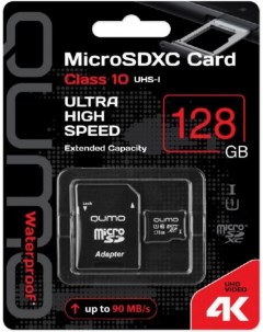Карта памяти MicroSDXC 128GB QM128GMICSDXC10U1 Class 10 UHS I SD адаптер Qumo
