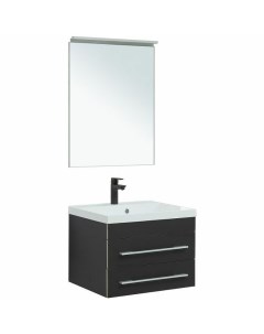 Комплект мебели для ванной Верона New 58 281103 подвесной Черный матовый Aquanet
