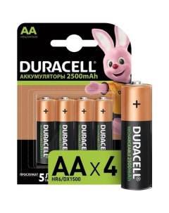 AA Аккумуляторная батарейка Rechargeable HR6 4BL 4 шт 2500мAч Duracell