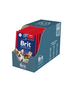 Premium пауч для взрослых собак всех пород кусочки в соусе Говядина 85 г упаковка 14 шт Brit*