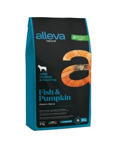 Сухой корм для собак Natural Adult Medium maxi рыба тыква 2кг Alleva