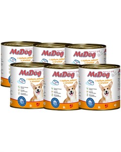 Консервы для собак MrDog с сердцем рубцом и печенью 6 шт по 750 г Mr. dog